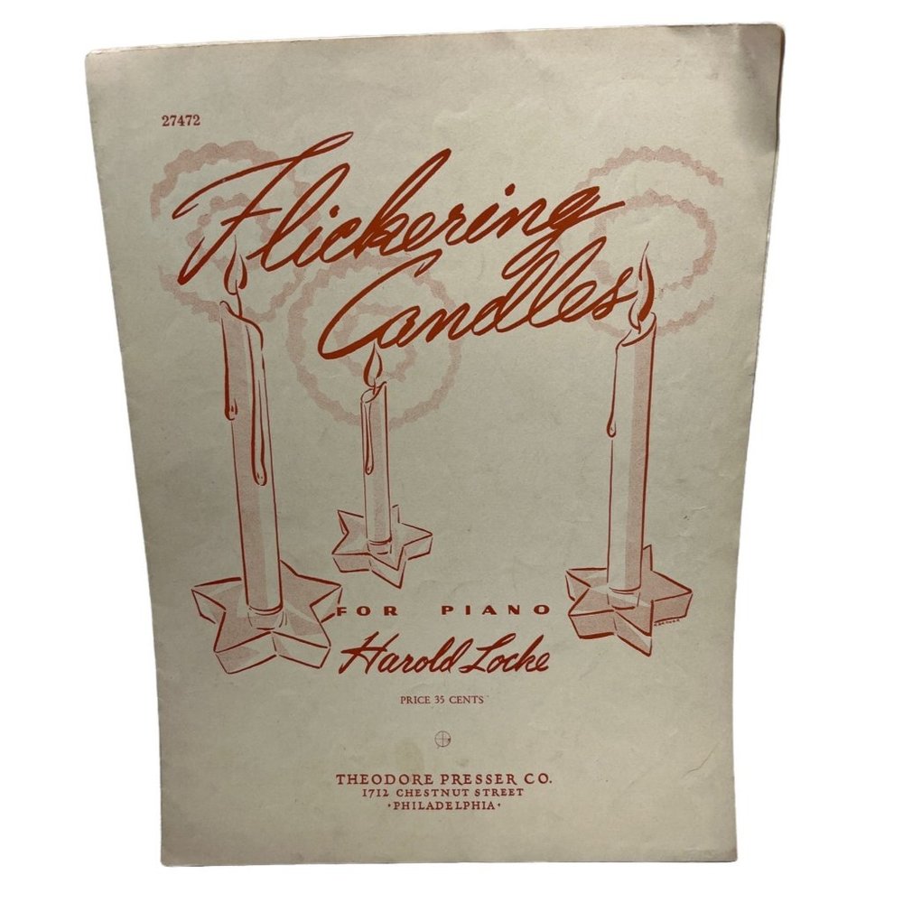 Vintage Piano Sheet Music Flickering Candles by Harold Locke 1944